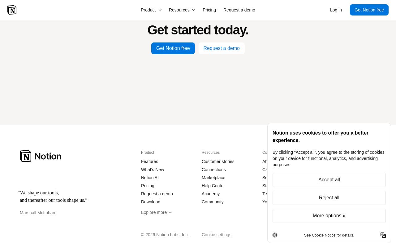 Notion 官网截图