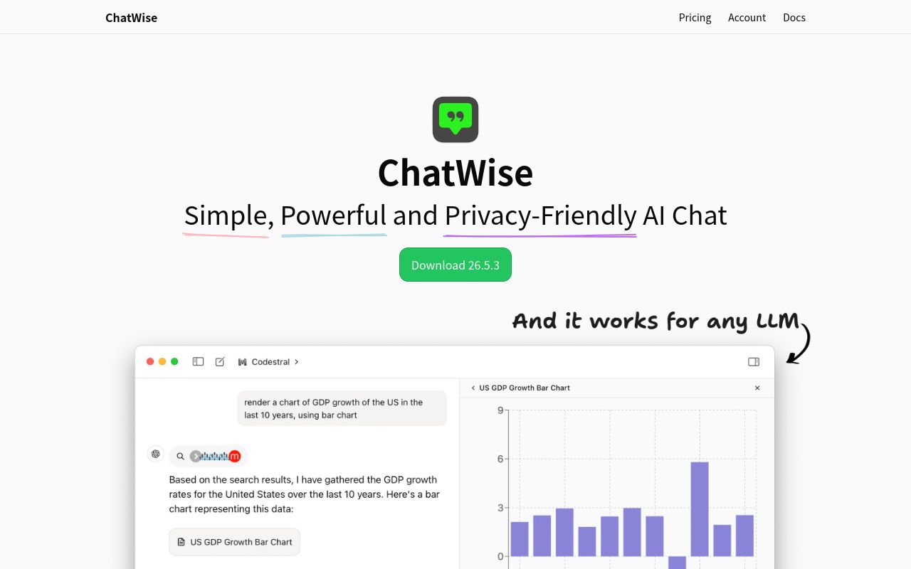 ChatWise 官网截图