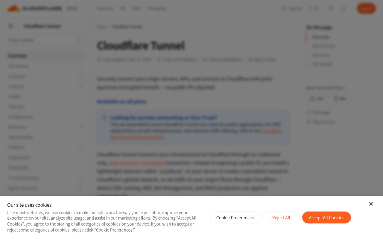 Cloudflare Tunnel 官网截图