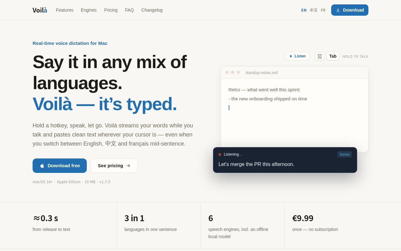 Voila website screenshot