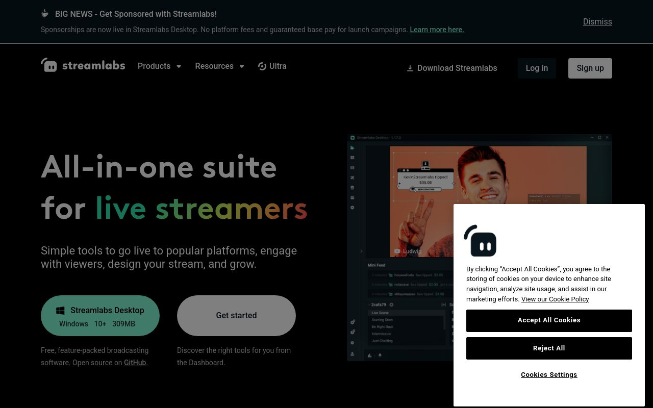 Streamlabs 官网截图