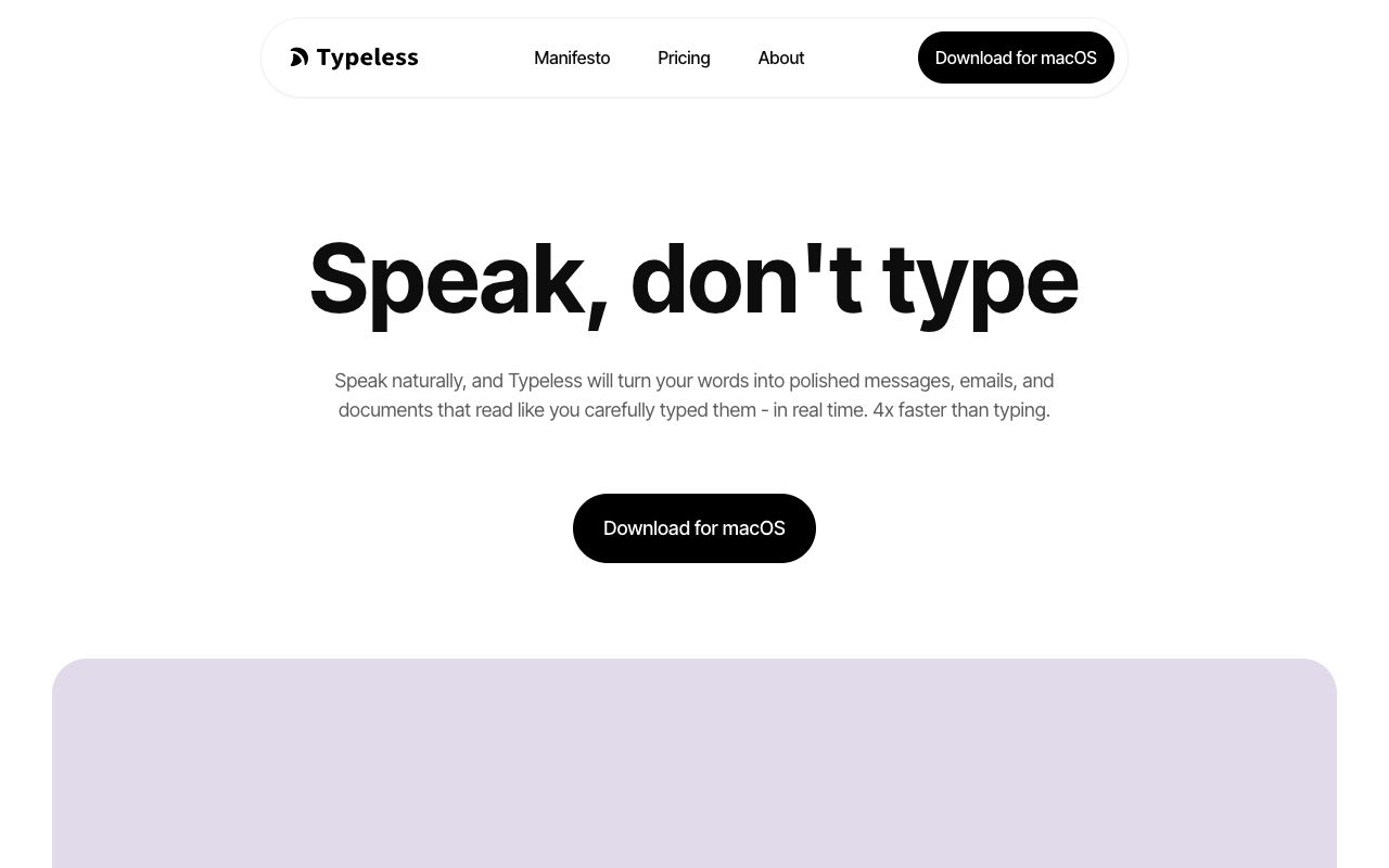 Typeless 官网截图
