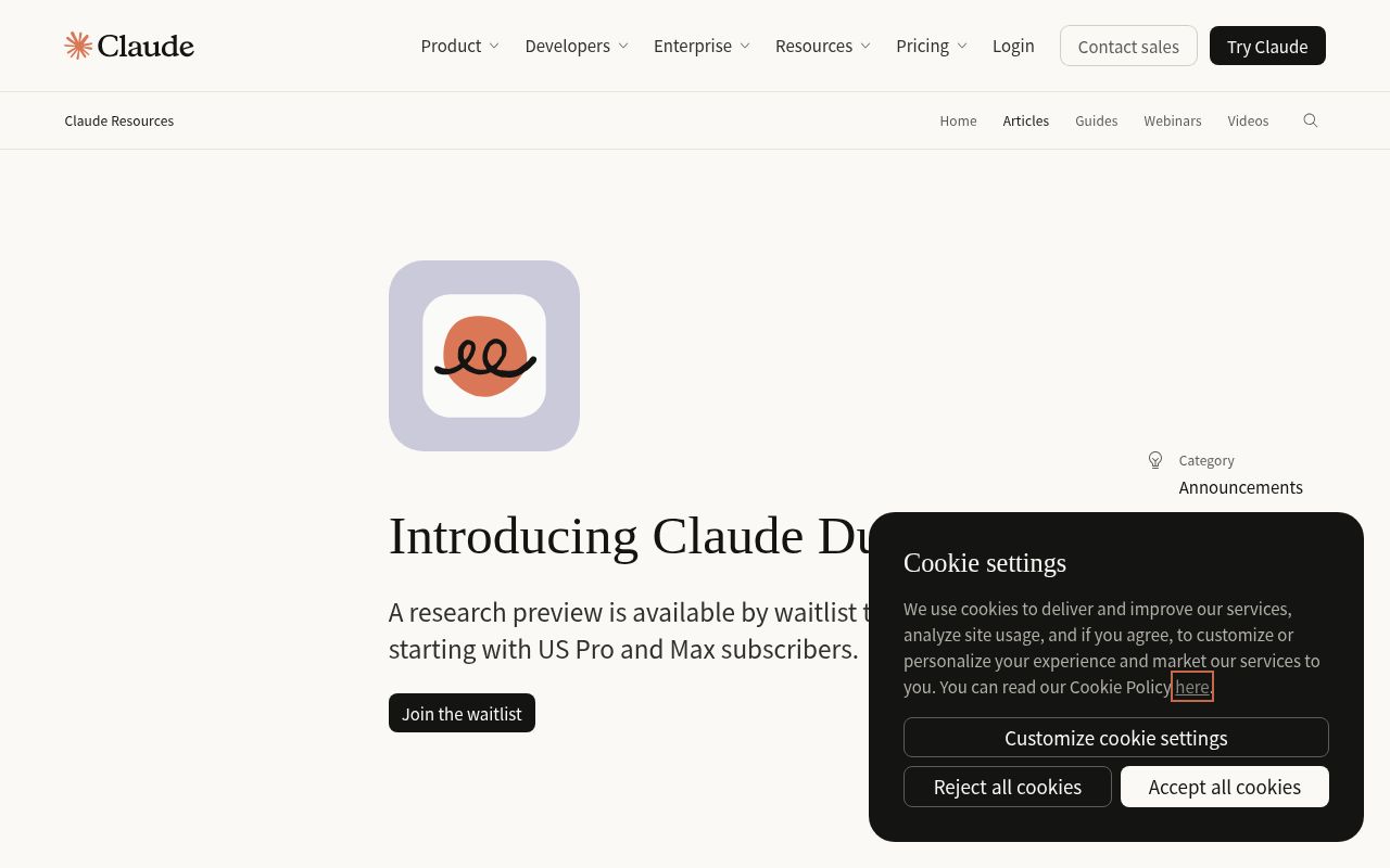 Claude Duet 官网截图